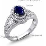 Gem Stone King Blue Sapphire 925 Sterling Silver Gemstone Birthstone Women's Ring 1.41 cttw Center Stone 6x4mm Available 5 6 7 8 9