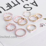 Gmai Bohemian Vintage Women Crystal Joint Knuckle Nail Ring Set of 10 pcs Finger Rings Punk Ring Gift Gold