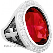 HKN1682 Designs Ruby Red Cubic Zirconia Rhodium Plated Bishop Cross and Midre|