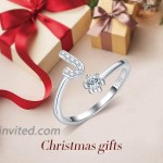 Initial J Rings for Women 925 Sterling Silver Stackable Letter Ring Hypoallergenic Adjustable Size Dainty Rings for Mom Wife Girlfriend Gift for Valentine's Christmas Dating