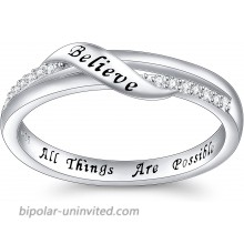 Inspirational Jewelry Sterling Silver Engraved Believe All Things are Possible Band Ring for Women Girlfriend Size 5-10