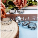 Jewdreamer 6Pcs Stainless Steel Spinner Rings for Women Men Fidget Band Rings Cool Moon Star Flower Celtic Stress Relieving Anxiety Wedding Promise Meditation Rings Set Size 6-11