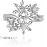 Jewelili Enchanted Disney Fine Jewelry Sterling Silver with 1 10cttw Diamonds Elsa Snowflake Ring.