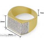 JINAO 18k Gold Plated Hip Hop Iced Out Square Bling Ring Cubic Zirconia Statement Wedding Band Ring for Women Men