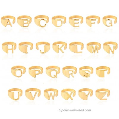 Letter Jewelry Personalized Gold Color Open Ring Adjustable Women Statement Rings Party Women’s Signet Ring 26pcs A to Z
