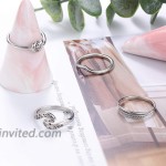 LOLIAS 4 Pcs Stainless Steel Knot Wave Ring for Women Stackable Simple Cute Thumb Rings Set Size 4-11