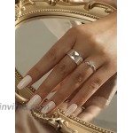 Long tiantian Butterfly Ring for Women 2Pcs Silver Plated Matching Rings for Couples Trendy Ring Set for Teen Girls