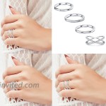 LOYALLOOK 4PCS Stainless Steel Stacking Wedding Band Rings Women CZ Criss Cross Ring Engagement Eternity Knuckle Mid Ring Set Silver Rose Gold Tone Size 4-10