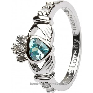 March Birth Month Sterling Silver Claddagh Ring LS-SL90-3. Made in Ireland.