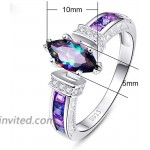 Merthus 925 Sterling Silver Simulated Mystic Topaz Promise Ring for Her