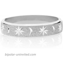 Miabella Italian 925 Sterling Silver or 18K Yellow Gold Over Silver Moon and Star Eternity Band Ring for Women Men Teens Girls