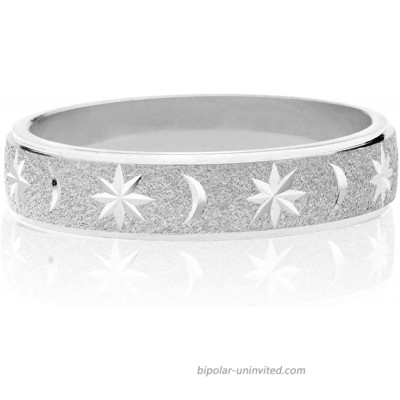 Miabella Italian 925 Sterling Silver or 18K Yellow Gold Over Silver Moon and Star Eternity Band Ring for Women Men Teens Girls