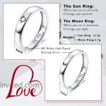 Milacolato 925 Sterling Silver Sun and Moon Rings for Couples 18K White Gold Plated I Love You Engagement Band Rings Comfort Fit Adjustable Couple Rings Set Promise Rings 2Pcs