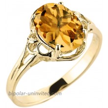 Modern Contemporary Rings Elegant 10k Yellow Gold November Birthstone Genuine Citrine Gemstone Solitaire Ring