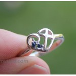 Oxford Diamond Co Heart Cubic Zirconia Cross Girl Purity .925 Sterling Silver Ring Size 4-13