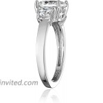 Platinum or Gold Plated Sterling Silver Princess-Cut 3-Stone Ring made with Swarovski Zirconia
