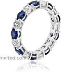 Platinum-Plated Sterling Silver Created Sapphire and Swarovski Zirconia All-Around Band Ring