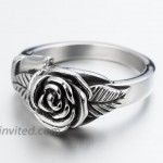 Retro Vintage Stainless Steel Flower Rose Promise Statement Cocktail Party Ring