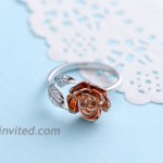 Rose Flower Ring for Women S925 Sterling Silver Adjustable Thumb Ring Size 8 Jewelry