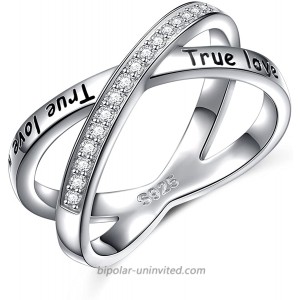 S925 Sterling Silver True Love Waits Infinity Criss Cross Rings for Women Lady