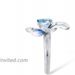 Santuzza Heart Shape Flower Rings 925 Sterling Silver Exquisite Blue Clover Enamel Ring Fine Jewelry for Women