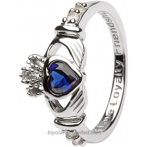September Birth Month Sterling Silver Claddagh Ring LS-SL90-9. Made in Ireland. Claddagh Rings For Women