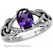 Silvershake 1.18ct. Natural African Amethyst 925 Sterling Silver Celtic Knot Solitaire Ring