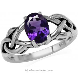Silvershake 1.18ct. Natural African Amethyst 925 Sterling Silver Celtic Knot Solitaire Ring