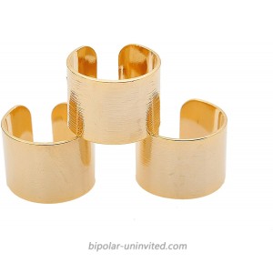 Spinningdaisy Adjustable Brushed Metal Tube Knuckle Ring Set of 3 Gold Plated