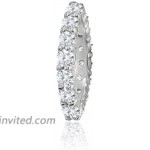 Sterling Silver Cubic Zirconia 3mm Round-Cut Anniversary Eternity Band Ring