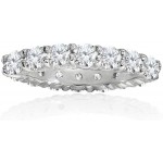 Sterling Silver Cubic Zirconia 3mm Round-Cut Anniversary Eternity Band Ring
