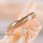 THREE KEYS JEWELRY 4mm White Created-opal Shell Rings for Women Rose Gold Tungsten Engagement Wedding Gifts Bands