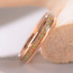 THREE KEYS JEWELRY 4mm White Created-opal Shell Rings for Women Rose Gold Tungsten Engagement Wedding Gifts Bands