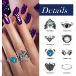 Vintage Knuckle Rings Set Hicdaw 51-111Pcs Knuckle Rings Stackable Rings Set for Women Bohemian Finger Rings Crystal Joint Rings Hollow Carved Flowers 101pcs silver