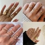 YBMYCM 75PCS Knuckle Ring Set for Women Stackable Finger Rings Midi for Women Bohemian Jewelry Rings Crystal Joint Rings