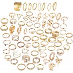 YBMYCM 75PCS Knuckle Ring Set for Women Stackable Finger Rings Midi for Women Bohemian Jewelry Rings Crystal Joint Rings