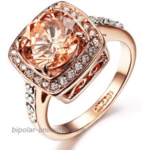 Yellow Shinning Cubic Zirconia Topaz Rings For Women 18K Rose Gold Plated