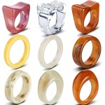 Yinkin 9 Pieces Resin Chunky Dome Rings Set Retro Colorful Transparent Acrylic Resin Statement Ring Art Decor Marble Pattern Ring Acrylic Tortoise Rings for Women Girls Jewelry