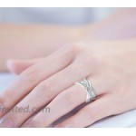 YL Twisted Knot Rings 925 Sterling Silver Criss Knot Ring 18k White Gold Plated Cubic Zirconia Infinity Statement Rings for Women