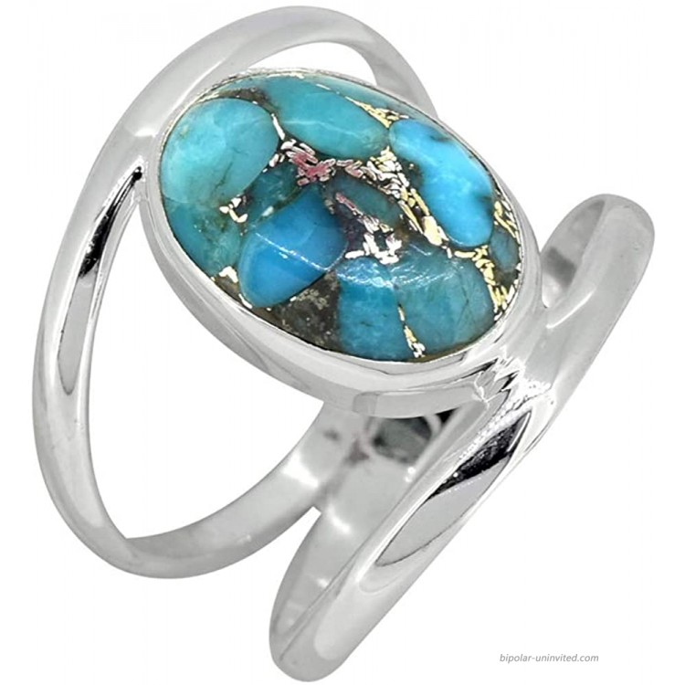 YoTreasure Blue Turquoise Solid 925 Sterling Silver Designer Ring|