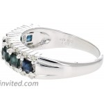 0.70 cttw Blue Sapphire & Diamond Wedding Band .925 Sterling Silver with Rhodium Vir Jewels