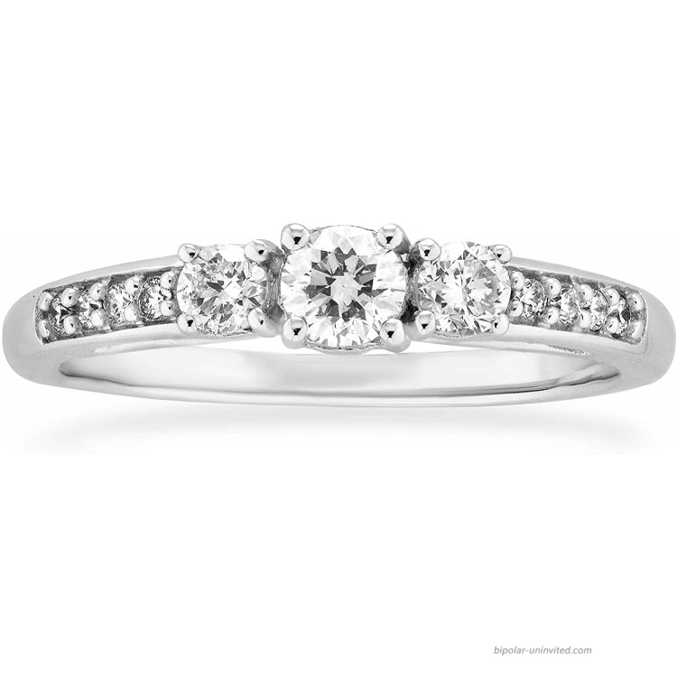 10K White Gold 1 2 Cttw Lab Grown Diamond Three Stone Engagement Ring G-H Color SI1-SI2 Clarity |