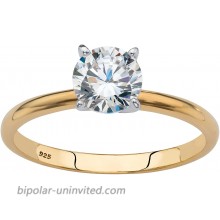 18K Yellow Gold over Sterling Silver Round Cubic Zirconia Solitaire Engagement Ring |