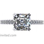 2.00ct Asscher Cut Cathedral Solitaire Engagement Ring Swarovski Zirconia - Sterling Silver or 10K Gold |
