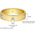 5mm Band with Eternity In-Lay CZ in Sterling Silver or Yellow Gold Overlay