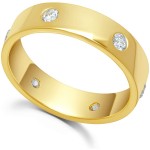 5mm Band with Eternity In-Lay CZ in Sterling Silver or Yellow Gold Overlay