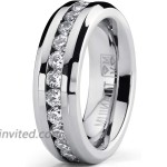 6MM Ladies Eternity Titanium Ring Cubic Zirconia Wedding Band with CZ Sizes 4 to 9