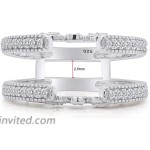 AFFY Millgrain Cathedral Ring Enhancer Guard with Cubic Zirconia 1 3 Carat in 14K White Gold Over in Sterling Silver Ring