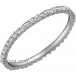 AFFY White Natural Diamond Eternity Stackable Wedding Ring in 14k White Gold Over Sterling Silver 0.20 Cttw