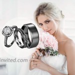 Ahloe Jewelry 2Ct 18k Black Gold Wedding Ring Sets for Women and Men Hers His Titanium Bands Stainless Steel Couple Rings Cz Size 10&8
